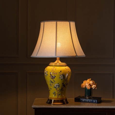 Songbird Charming Yellow Ceramic Table Lamp Yellow Table Lamp