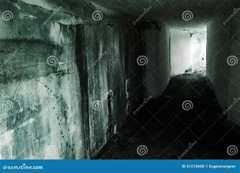 Empty Abandoned Bunker Interior With Glowing End Stock Photo Image Of