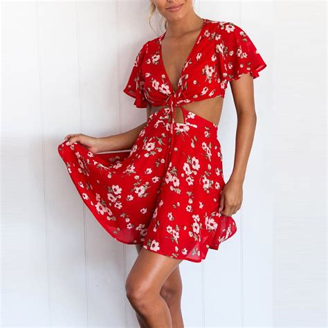 Robe Sexy Backless Chiffon Beach Dress Women Floral Print Summer Causal Dress Short Sleeve