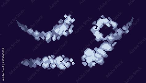 Obraz Smoke After Explosion Pixel Art Set Steam Waves And Curves