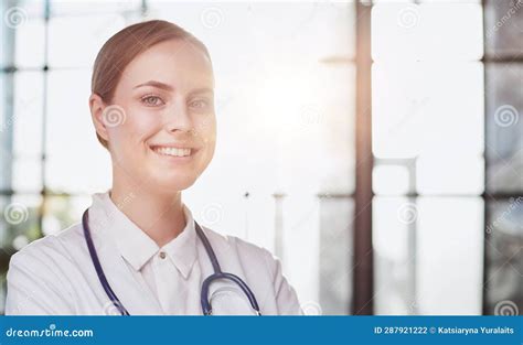 Confident Female Doctor Posing In Her Office Stock Photo Image Of