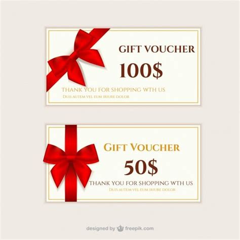 Two Gift Vouchers With Red Bows On Them One For And The Other For