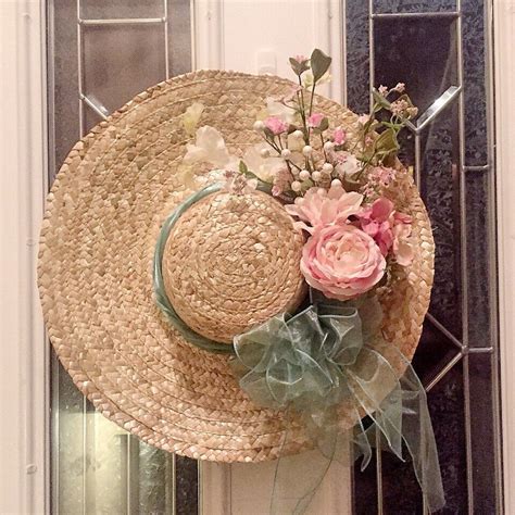 Free Shipping Shabby Chic Spring Hat Wreath Etsy Wreaths Wreath