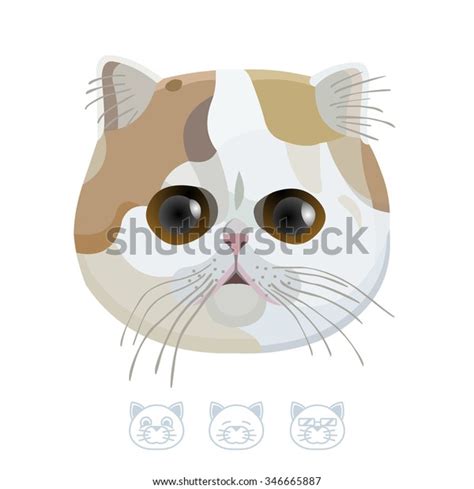 Cute Cat Big Eyes Cartoon Portrait Stock Vector Royalty Free 346665887