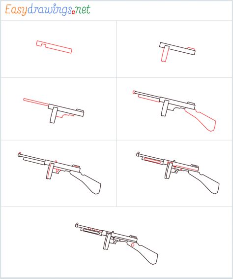 How To Draw A Easy Gun Step By Step