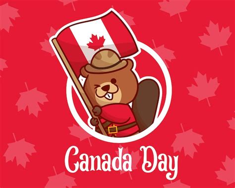 premium vector canada day with cute beaver