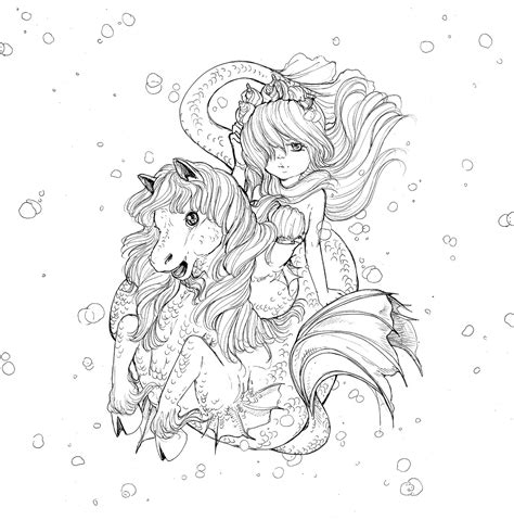 Pop Manga Mermaids And Other Sea Creatures Coloring Book Etsy