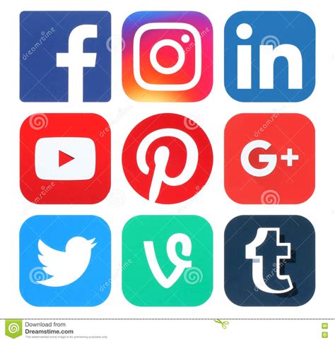 Collection Of Popular Social Media Logos Editorial Image Illustration