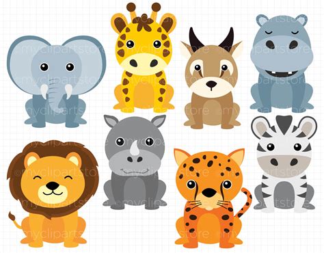 African Safari Animals Vector Clipart By MyClipArtStore | TheHungryJPEG.com