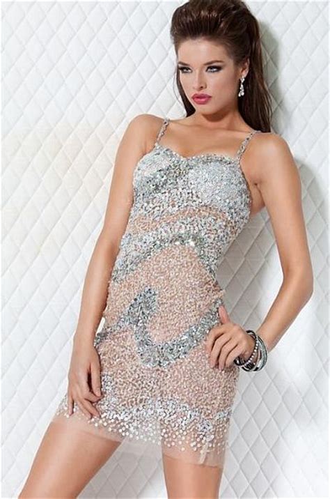Sexy Sheer Sequin Cocktail Dress By Jovani French Novelty