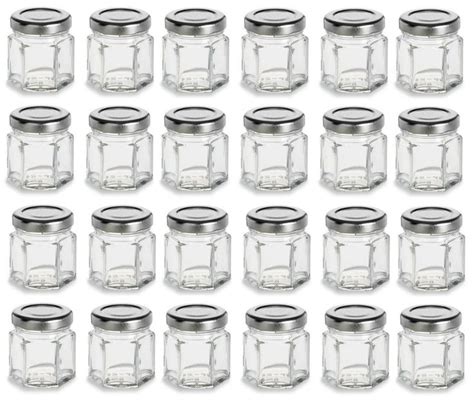 1 5 Oz Mini Hexagon Glass Jars With Silver Lids With Labels Pack Of 24 Cheap Glass Jars Buy