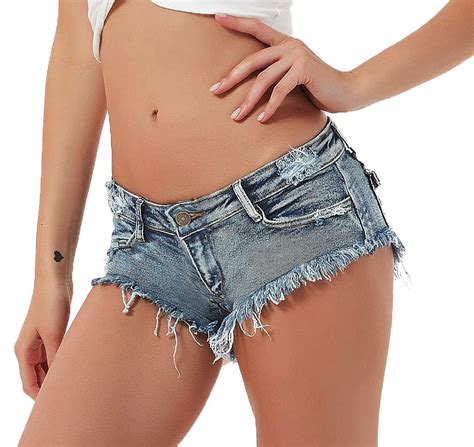 Buy Soojunwomens Sexy Cut Off Low Waist Booty Denim Jeans Shorts