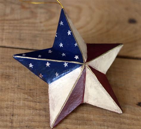 Hand Painted Patriotic Star Ornament By Our Backyard Studio In Mill
