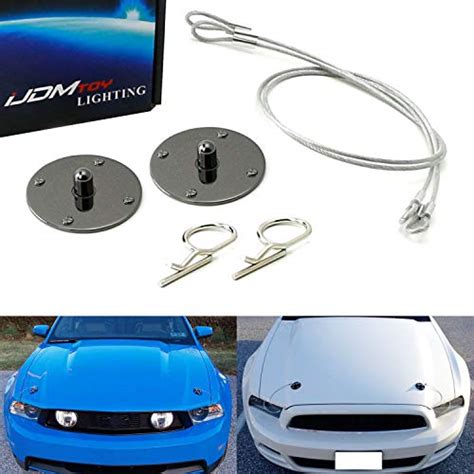 Ijdmtoy Set Of Classic Design 25 Inch Gun Metal Billet Aluminum Hood Pin Appearance Kit Wcable