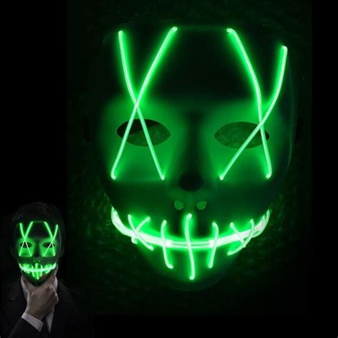 Halloween Cosplay Led Mask Colorful El Wire Scary Mask Flashing Led