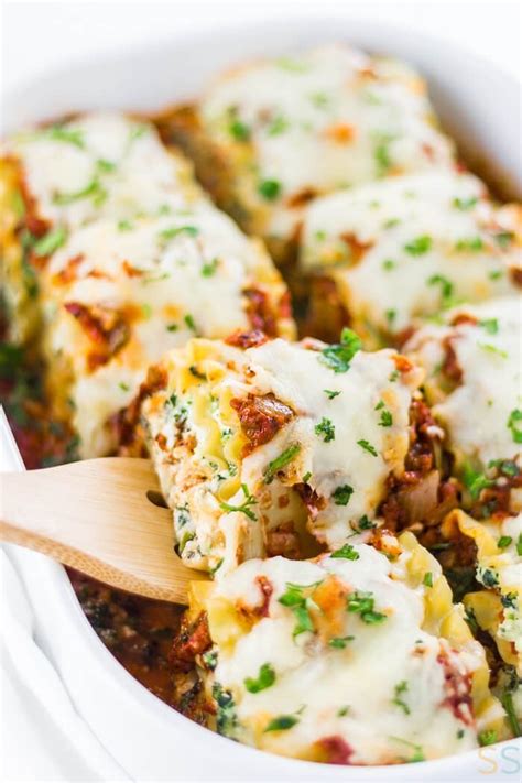 Spinach Lasagna Roll Ups Recipe Vegetarian With Homemade Sauce