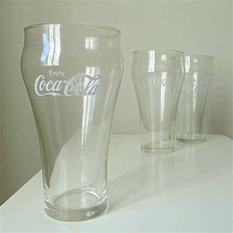 Vintage Coca Cola Drinking Glasses Set Of 3 1980s