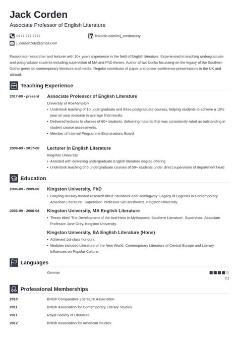Academic Cv Template Examples Best Format And Tips