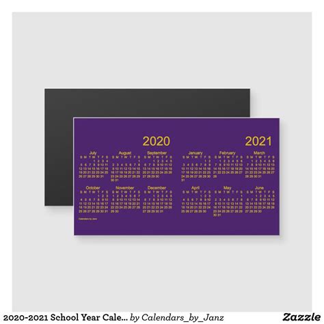 2020 2021 School Year Calendar By Janz Purple Year