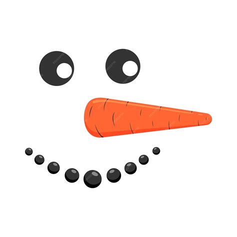 Premium Vector Funny Smiling Snowman Face With Carrot Nose And Pebble