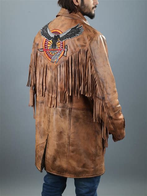 Deadfall Cowboy Western Brown Fringe Leather Jacket Shearlingland