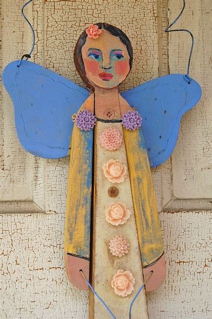 Folk Art Angel By Danapereabloede On Etsy Assemblage Art Dolls Angel