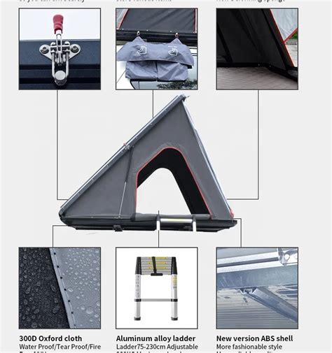 aluminum triangle clamshell hardtop roof top tent 4 person for camping car rooftop tents