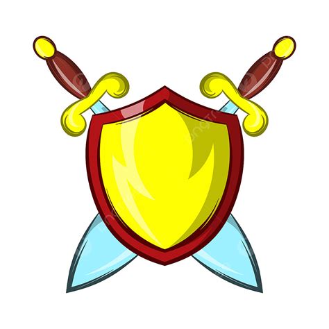 Knight With Sword Clipart Vector Gold Shield With Two Crossed Knight