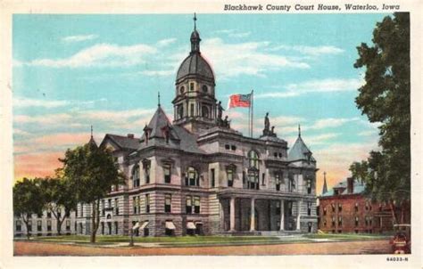 Waterloo Ia Iowa Black Hawk County Court House Courthouse 1947