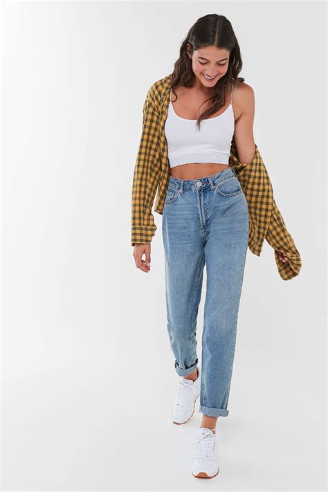The most typical winter look! BDG High-Waisted Mom Jean Light Wash in 2020 | High ...
