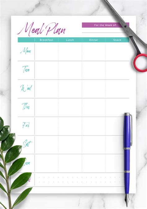 Meal Plan Printable Template