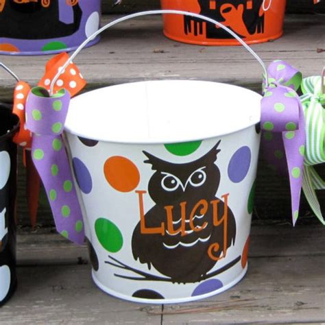 5qt Halloween Trick Or Treat Bucket Whandlespersonalized Etsy