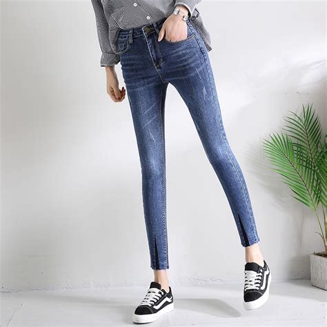 2018 Skiny Jeans Womens Mid Waist Elastic Denim Pants Pencil Pants