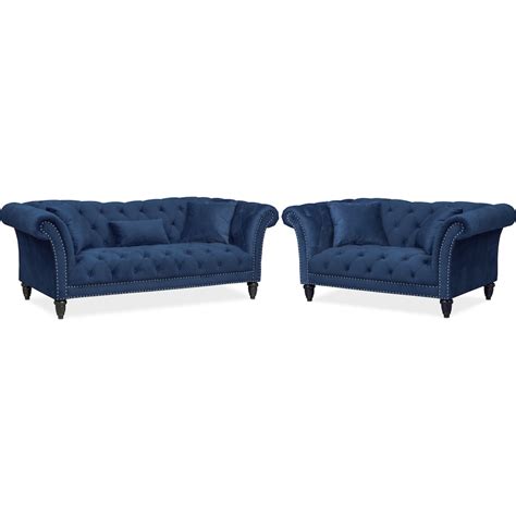 Marisol Sofa And Loveseat Set Blue Value City Furniture