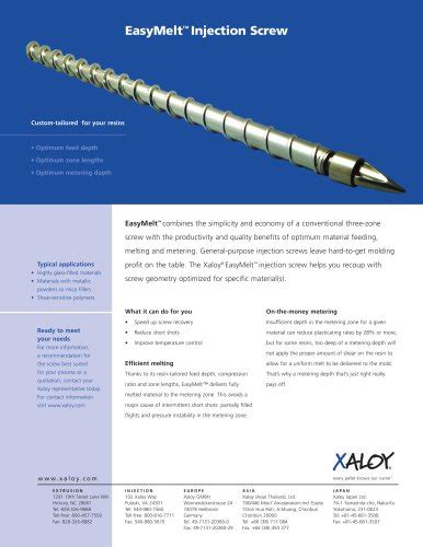 Injection Molding Screws Nordson Xaloy Pdf Catalogs Technical