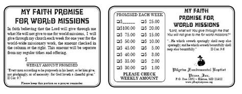 Mission Faith Promise Cards