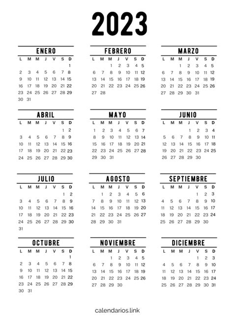 Calendarios 2023 Para Imprimir 【【2022】】