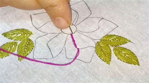 Hand Embroidery Satin Stitch Fantasy Flower Design For Beginners