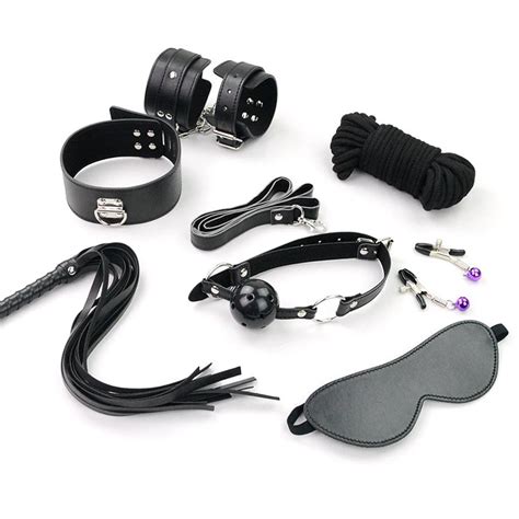 Sex Toys For Couples Under The Bed Bondage Restraints System For Sex Play Black Leather Pcs