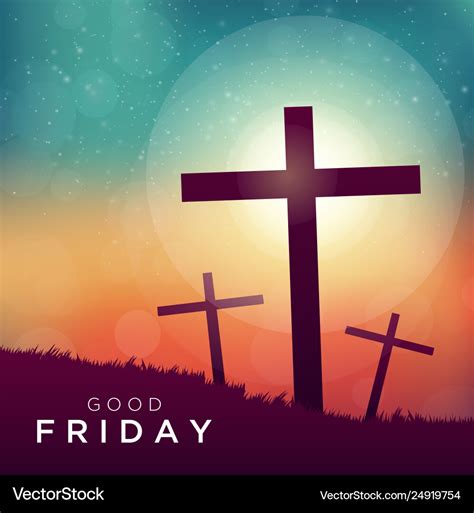 Good Friday For Christian Religious With Cross Vector Image