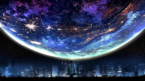Planet Night City Landscape Scenery Anime 4k 117
