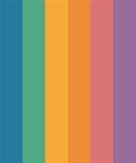 Retro Vibrant Rainbow Color Scheme Blue Color Palette Bright Flat