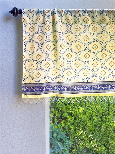 Morning Dew Cp ~ French Country Trellis Yellow Blue Valance Saffron