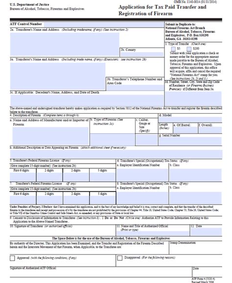 Atf Loss Firearm Fillable Form 4 Printable Forms Free Online
