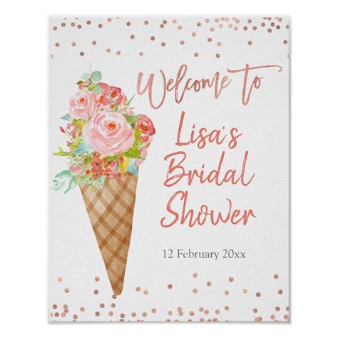 Ice Cream Shes Been Scooped Bridal Shower Welcome Poster Zazzle Bridal Shower Wedding