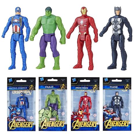 4 Pack Marvel Avengers Mini Figures 10cm Hulk Iron Man Thor Captain