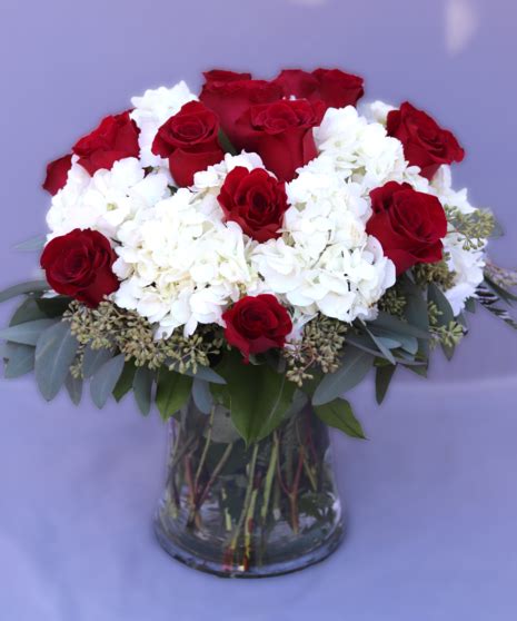 Hydrangea And Red Rose Bouquet