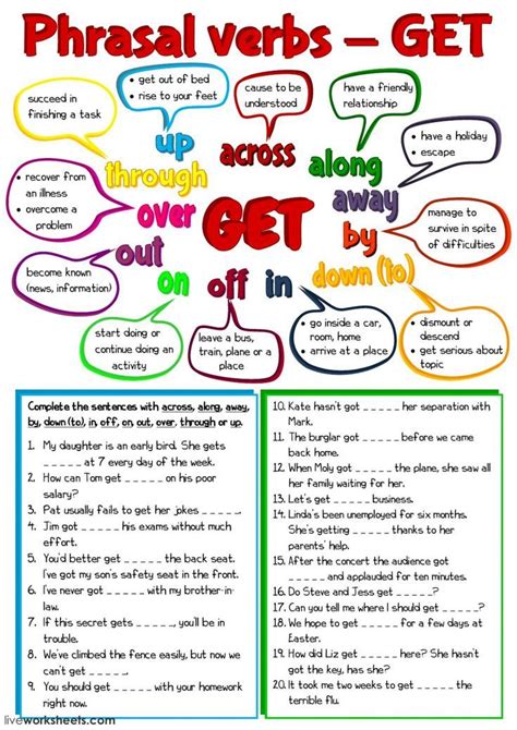 Phrasal Verbs With Get Interactive Worksheet Phrasal Verbs With Up