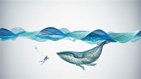 Wallpaper whale, waves, underwater, artwork, 4k, Abstract #15639