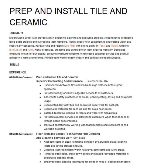 ceramic tile installer resume template best design ti